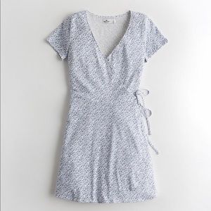 Hollister Light Blue Ditsy Floral Wrap Dress